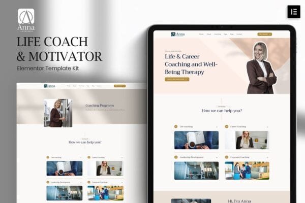 Anna Life Coach & Motivator Elementor Template Kit