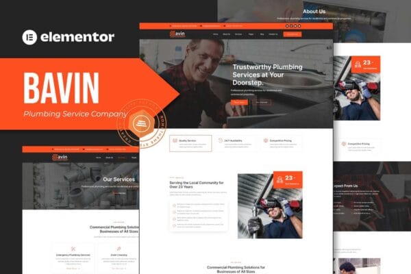 Bavin Plumbing Service Company Elementor Template Kit