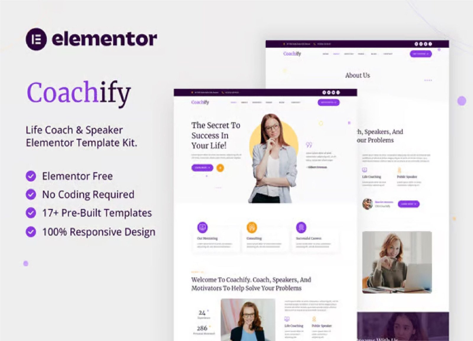 Coachify Life Coach Speaker Elementor Template Kit - Image 1