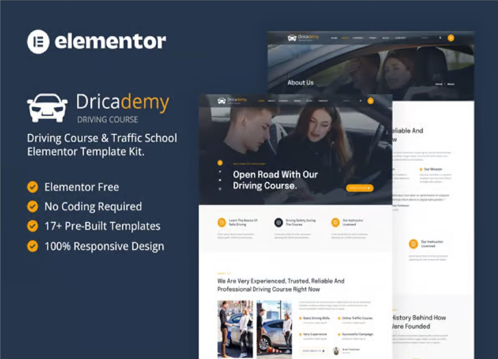 Dricademy Driving Course & Traffic School Elementor Template Kit