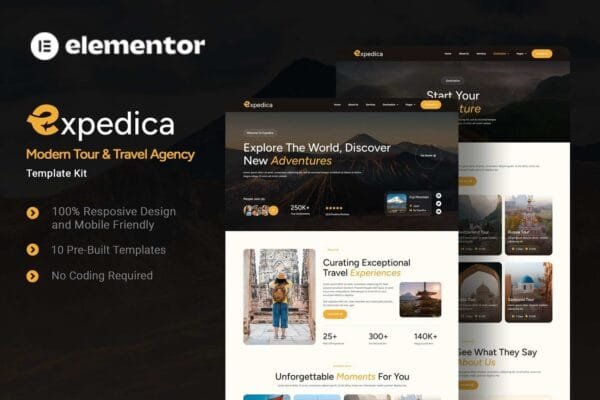 Expedica - Modern Tour & Travel Agency Elementor Template Kit