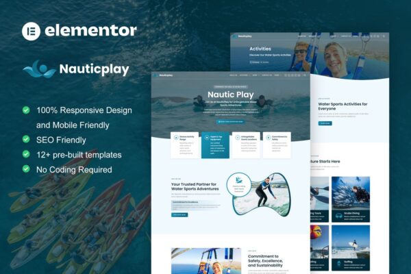 NauticPlay Water Sports & Surfing Elementor Pro Template Kit