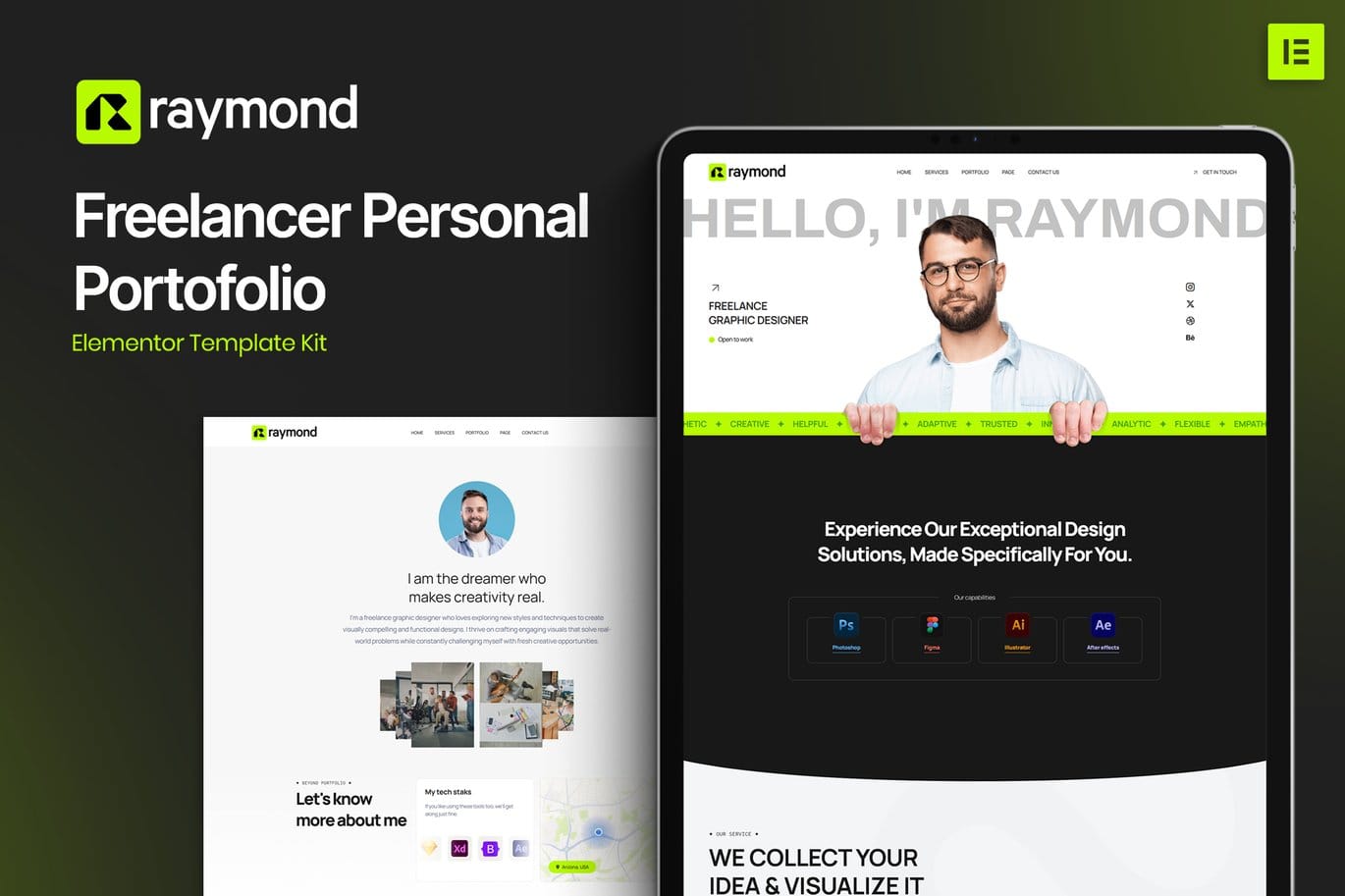 Raymond - Freelancer Personal Portofolio Elementor Template Kit