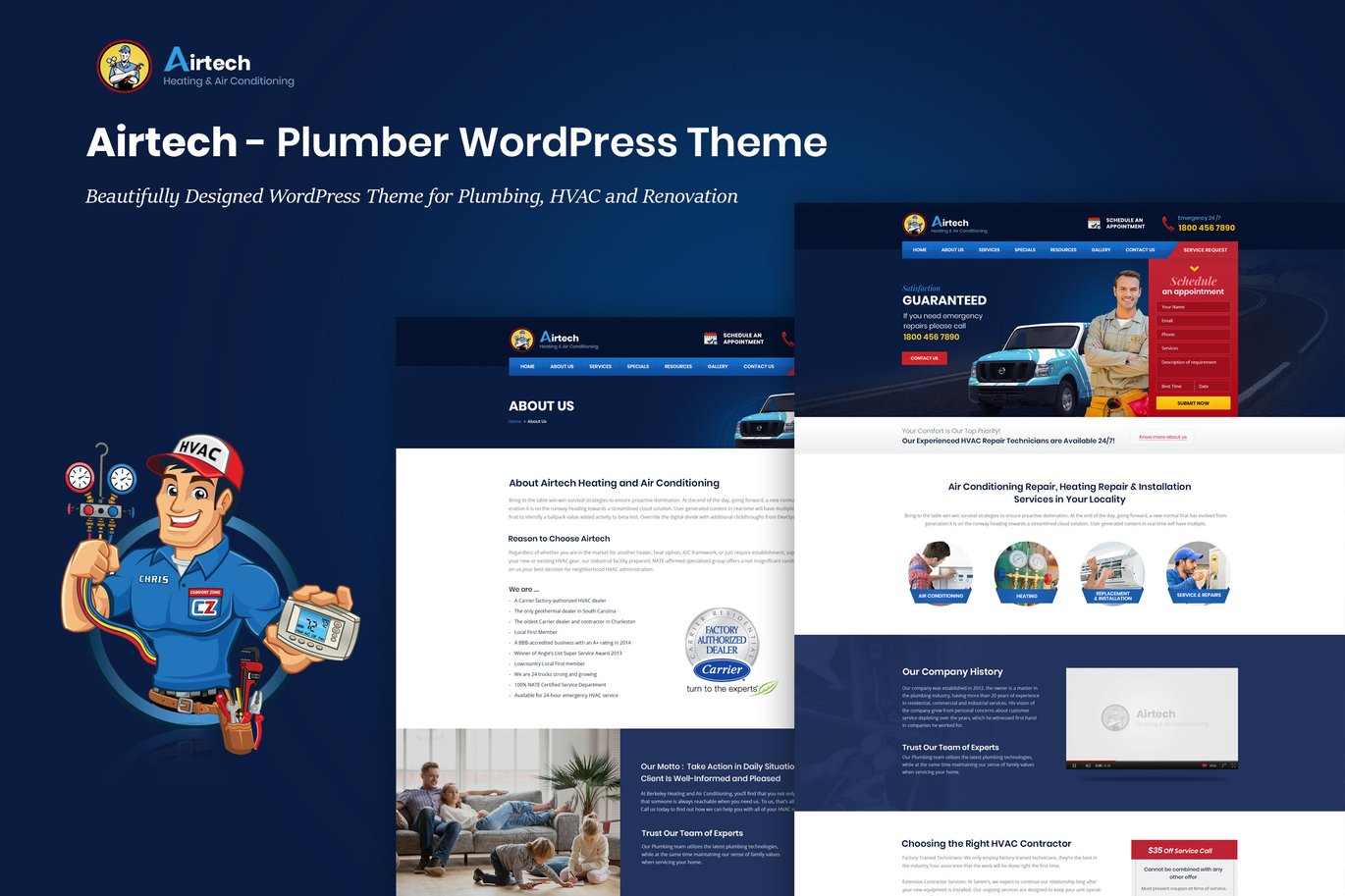 Airtech – Plumber HVAC and Repair Theme