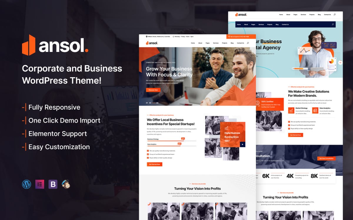 Ansol – Corporate and Business WordPress Theme