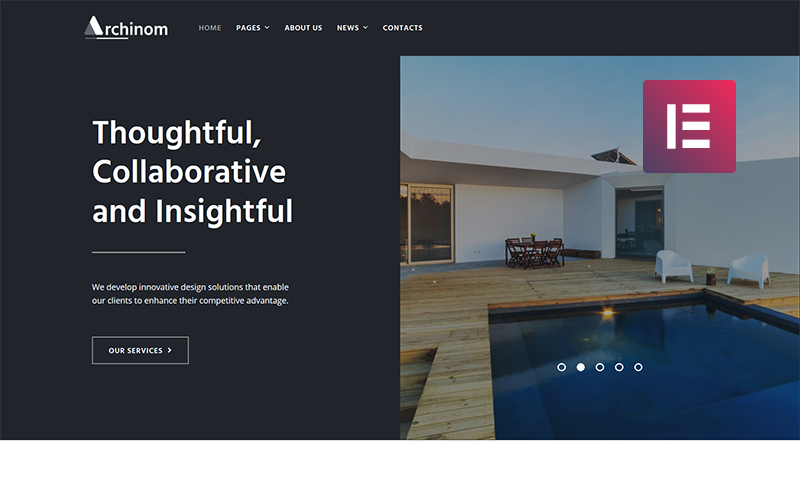 Archinom Architect WordPress Elementor Theme WordPress Theme
