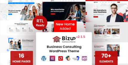Bizup is a modern and eye-catching Business Consulting WordPress Theme designed by RSTheme. It's an ideal choice for businesses, financial institutions, consulting firms, insurance companies, investment firms, creative enterprises, and corporate entities.