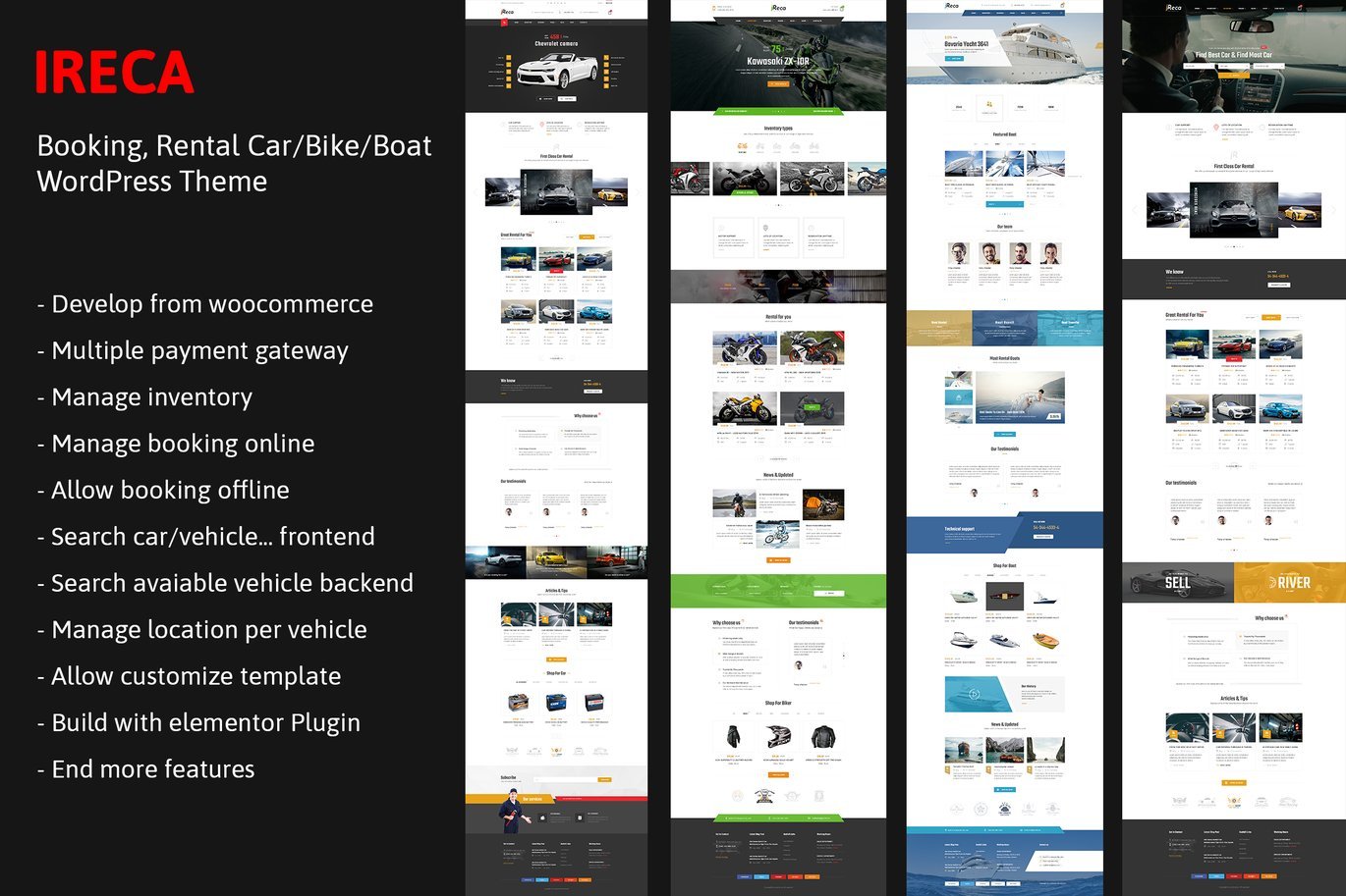 Car, Boat, Bike Booking Rental Theme – Ireca