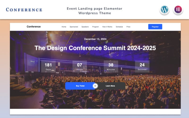 Conference – Event Landing page Elementor WordPress Theme