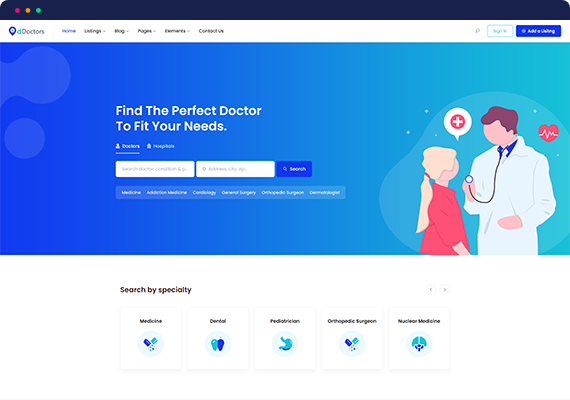 Directorist dDoctors – Doctor and Hospital Directory Theme for WordPress