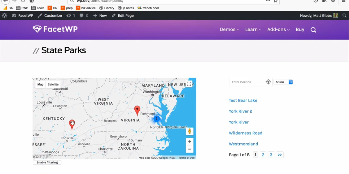 FacetWP – Map Facet