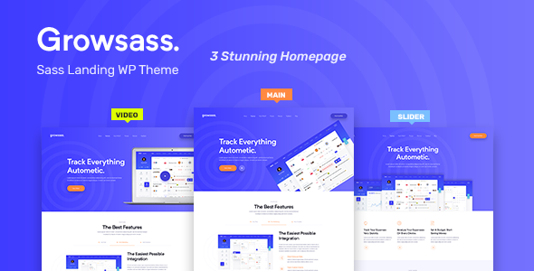 Growsass – Software Landing Page WordPress Theme