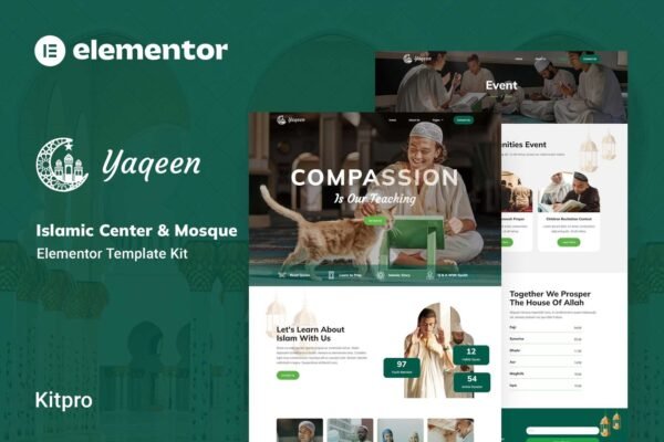 Yaqeen Islamic Center and Mosque Elementor Template Kit