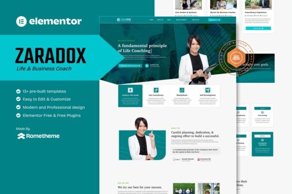 Zaradox Life & Business Coach Elementor Template Kit