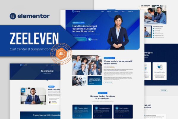 Zeeleven Call Center & Support Company Elementor Template Kit