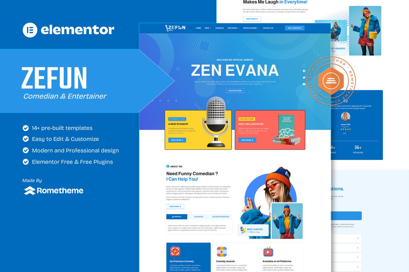 Zefun Comedian & Entertainer Elementor Template Kit