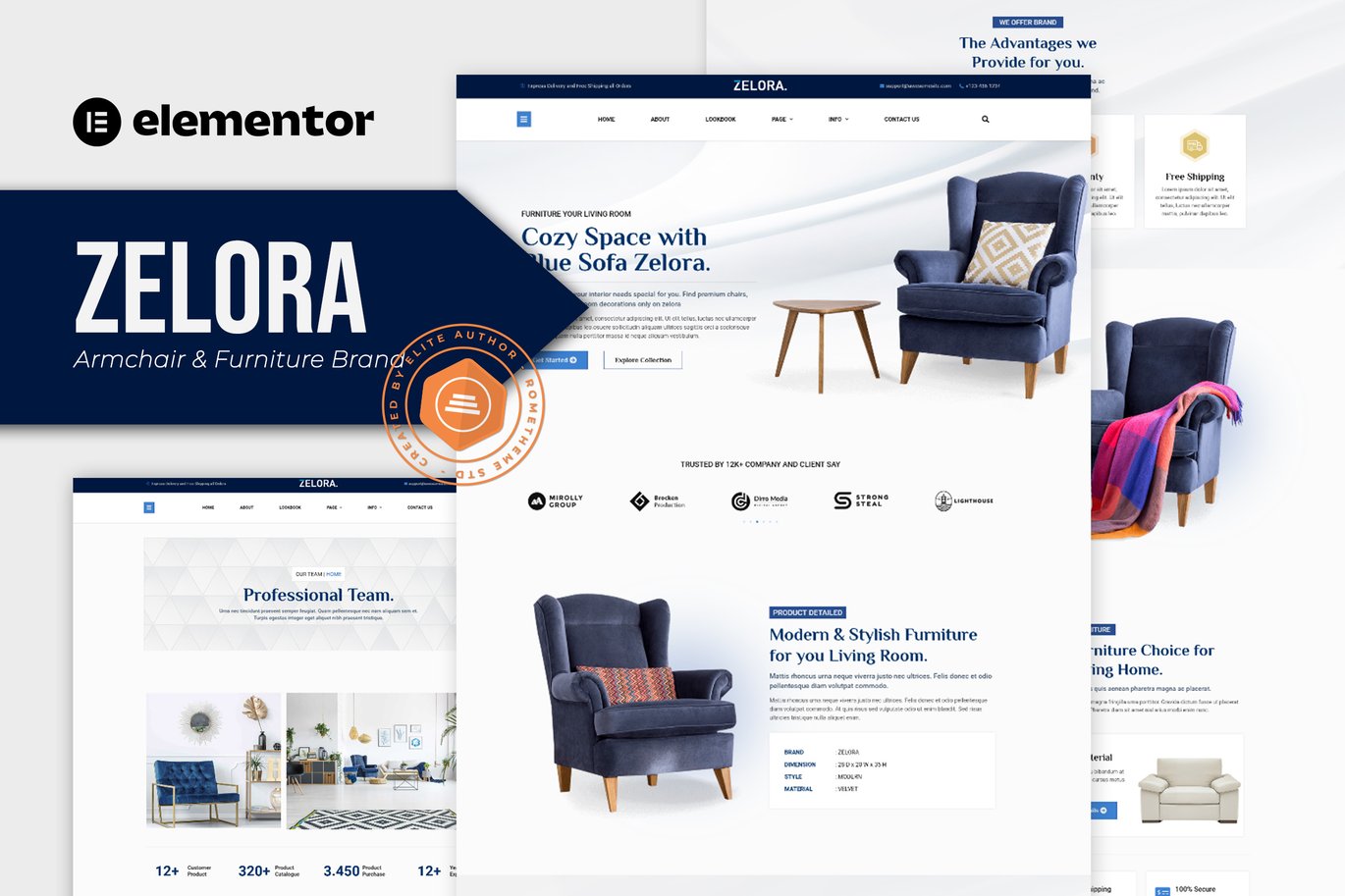 Zelora Armchair & Furniture Brand Elementor Template Kit