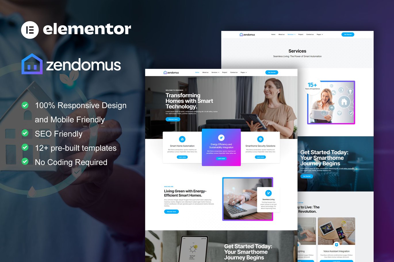Zendomus Smart Home & Technology Services Elementor Pro Template Kit