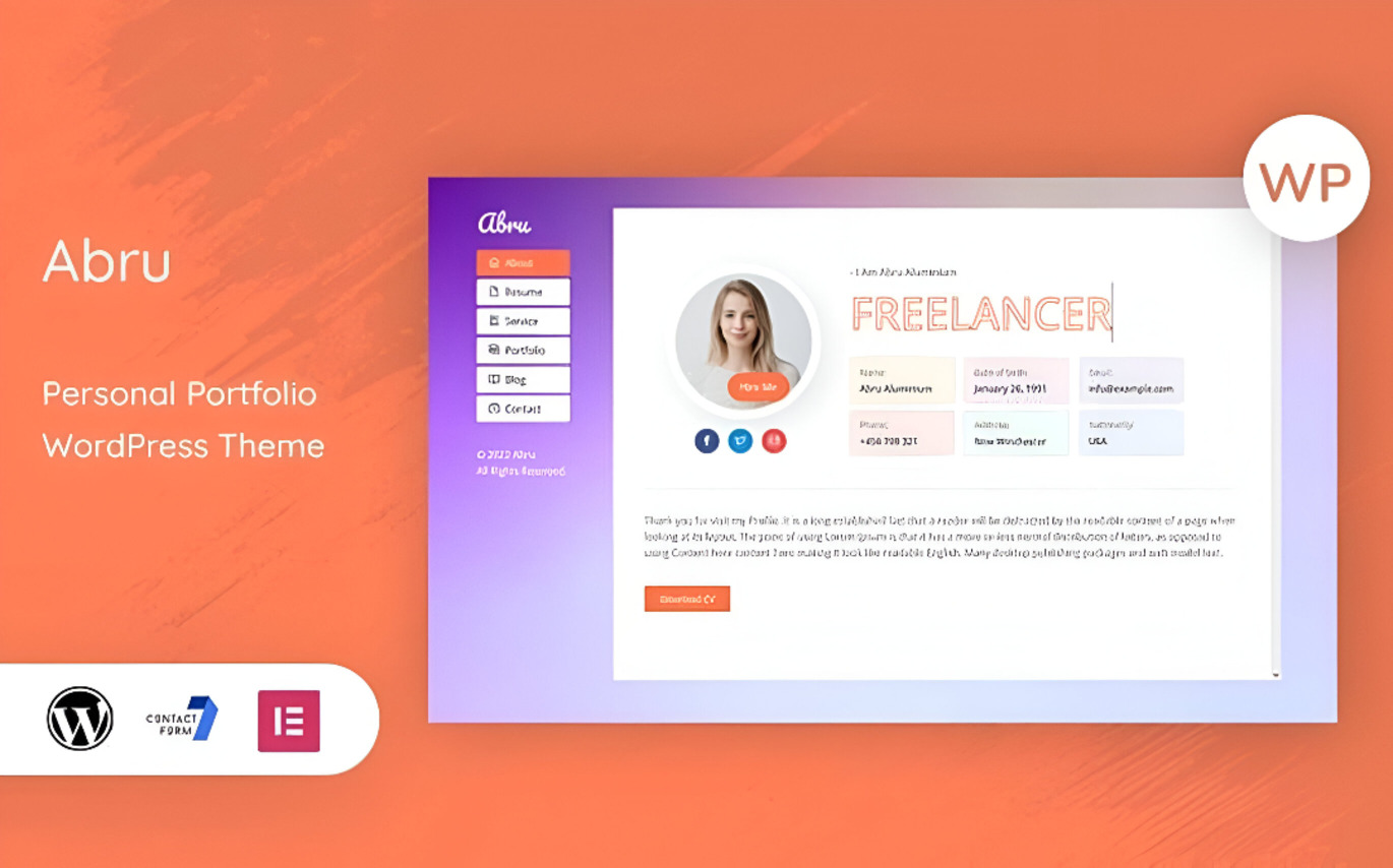 Abru v1.1 – Personal and Portfolio WordPress Theme