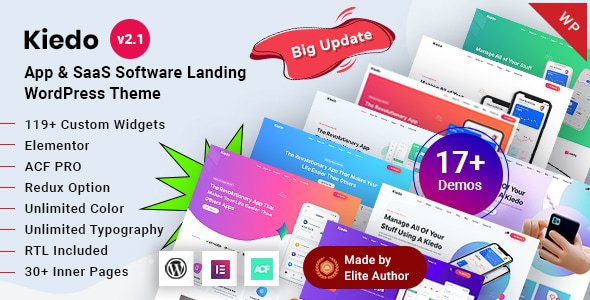 Kiedo – App and SaaS Landing WordPress Theme