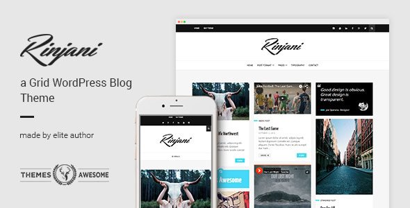 Personal Grid Blog WordPress Theme – Rinjani
