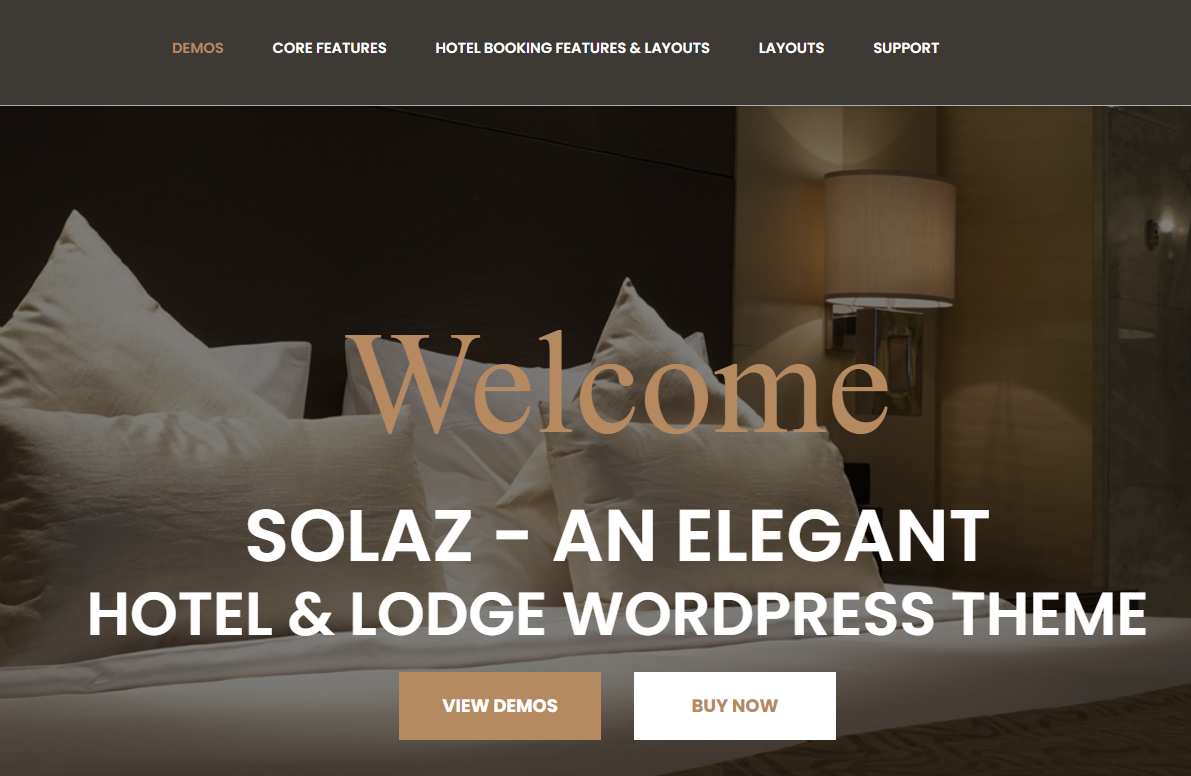 Solaz – An Elegant Hotel & Lodge WordPress Theme
