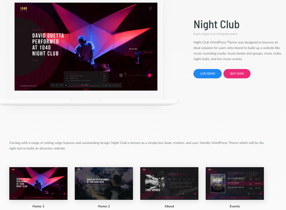 Night Club – DJ, Music Festival WordPress Theme