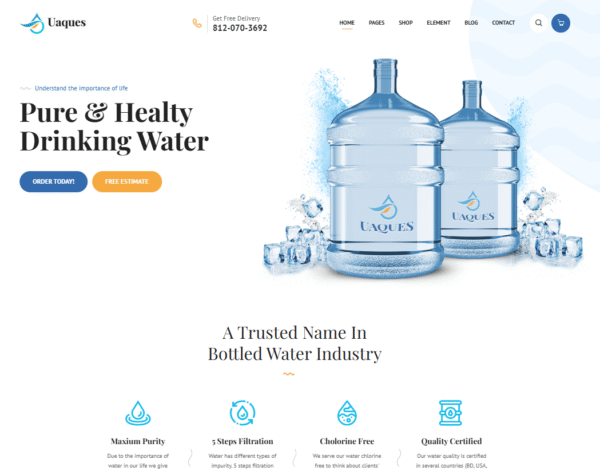 Uaques – Drinking Water Delivery WordPress Theme