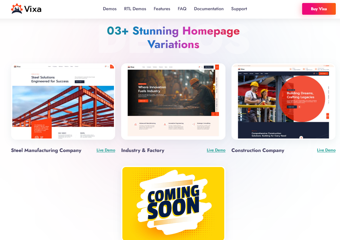 Vixa – Industry and Factory WordPress Theme