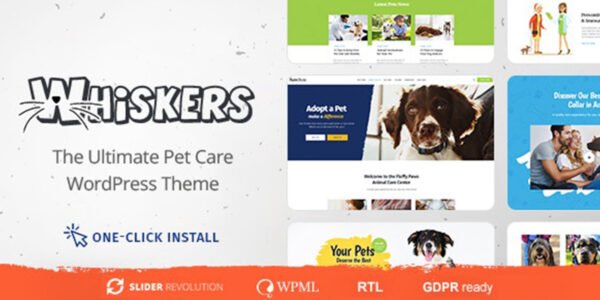 Whiskers – Pets Store Vet Clinic Animal Adoption WordPress Theme