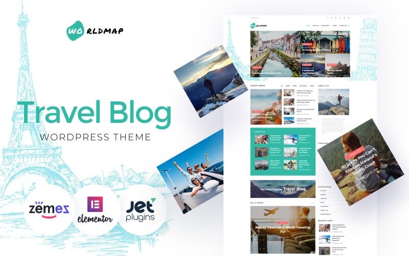 WorldMap – Travel Photo Blog WordPress Elementor Theme WordPress Theme