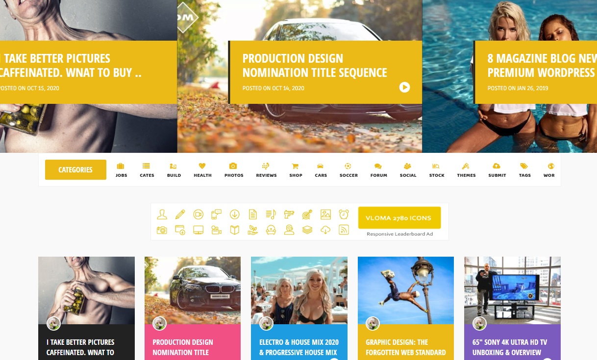 vloma-grid-blog magazine video wordpress-theme