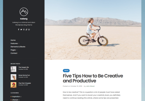 Iceberg – Clean & Modern WordPress Blog Theme