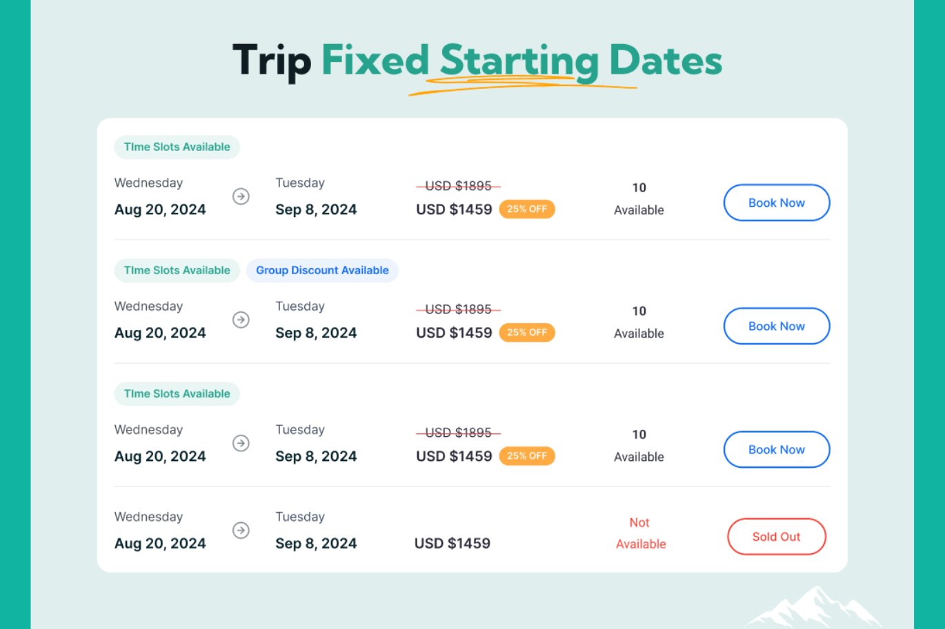 WP Travel Engine – Trip Fixed Starting Dates