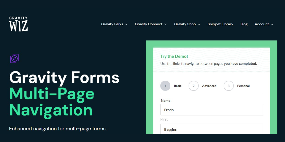 Gravity Perks Multi-page Navigation