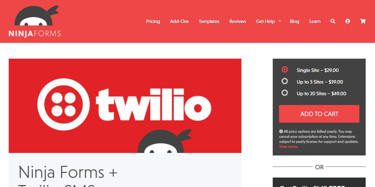 Ninja forms Twilio