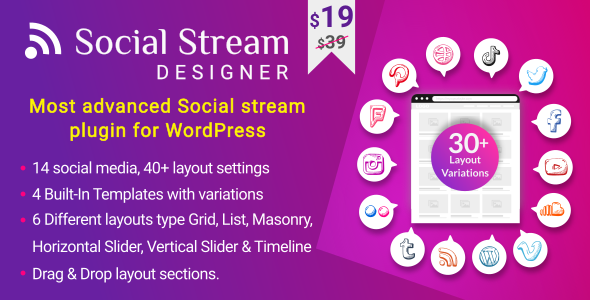 Social Stream Designer Instagram Facebook Twitter Feed – Social media