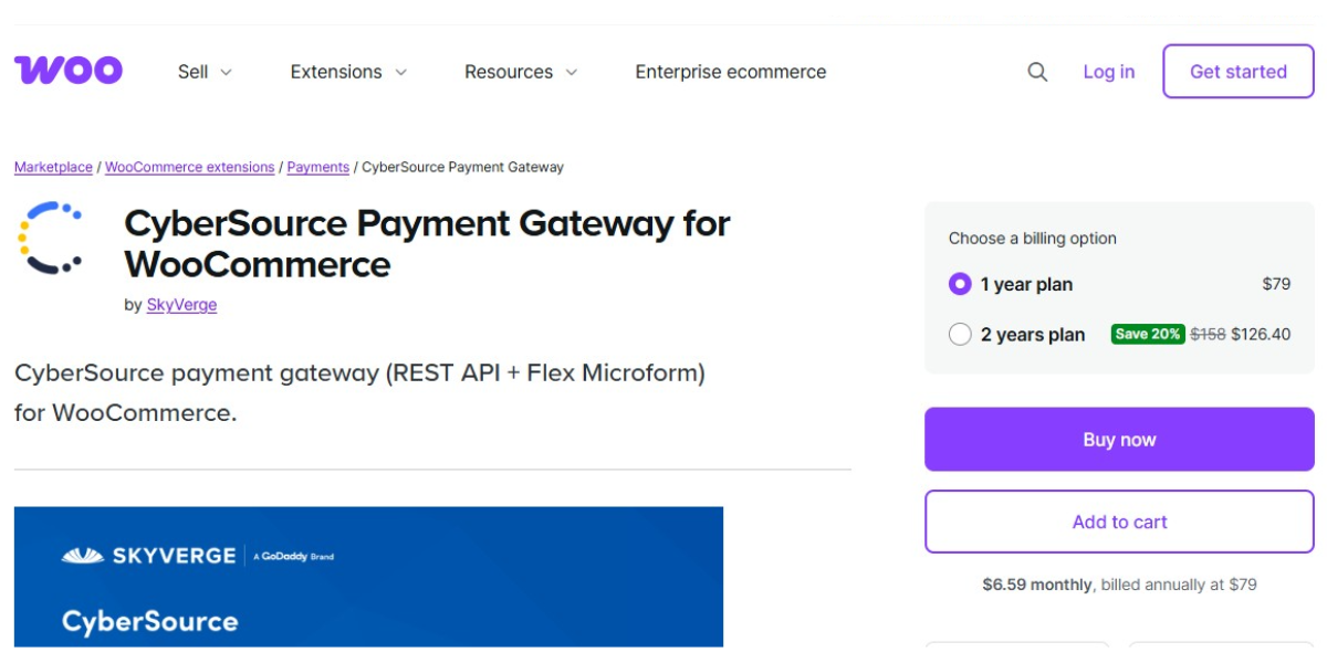 woocommerce CyberSource Payment Gateway SkyVerge