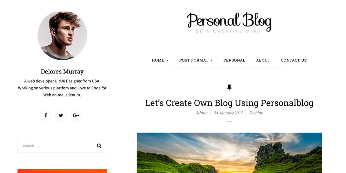 Personal Blog Wordpress Theme